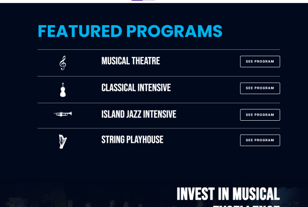 Comox Valley Youth Music Centre website by Deerwood Media