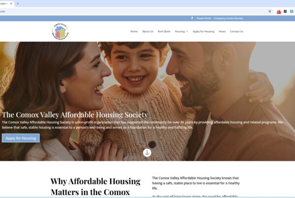 Comox Valley Affordable Housing Society website by Deerwood Media