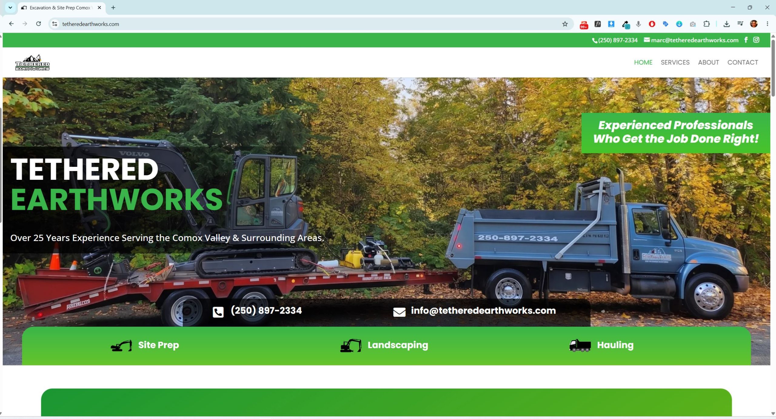 Tethered Earthworks website designed and built by Deerwood Media